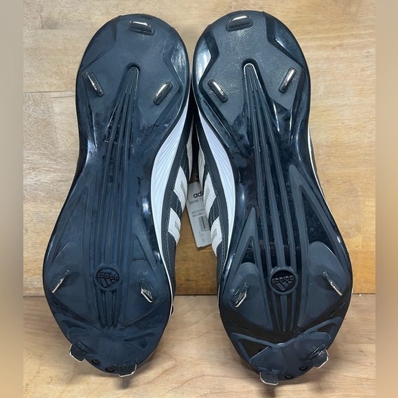 NEW Adidas Spinner 7 Low Mens Sz 12 Metal Spikes Baseball Shoes Blk 113195 - Picture 9 of 11